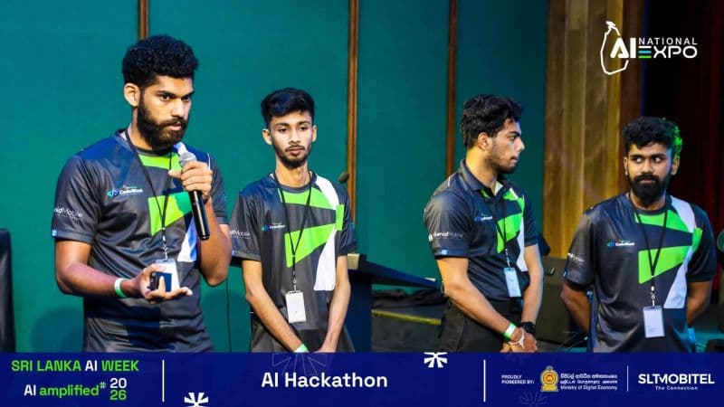 The four members of the SinAI team standing together at the National AI Expo